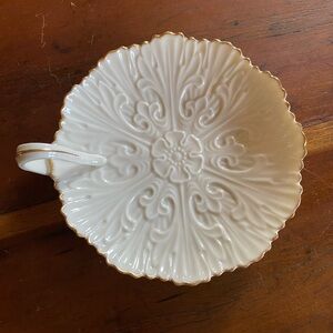 Discontinued Lenox Candlewick Cream saucer with Gold Accent and  Handle